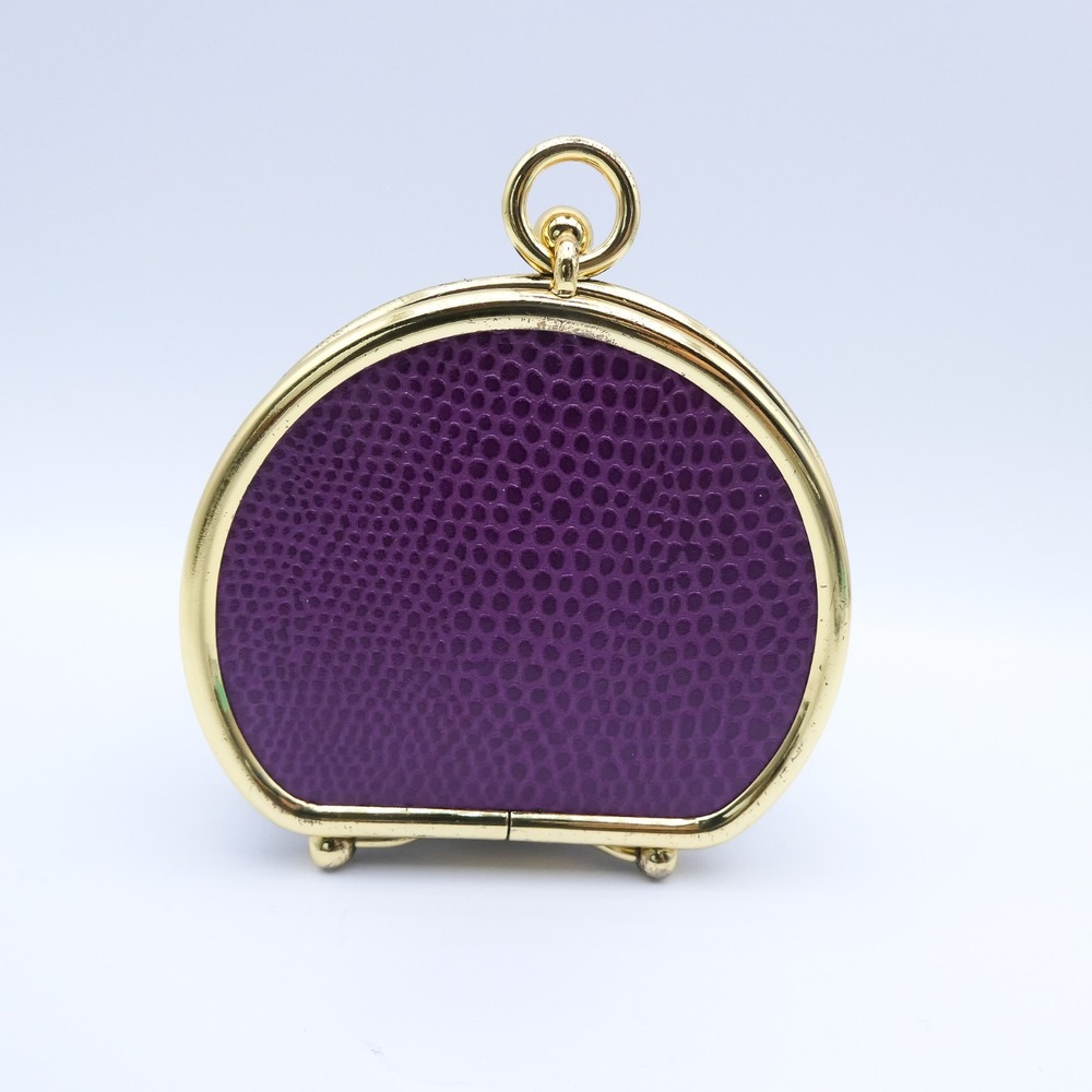 Vintage Neiman Marcus Collapsible Leather Coin Purse Purple Lizard Embossed